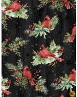 Cardinal Celebration: Cardinals All Over Black - Wilmington Prints 37755-973