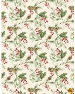 Cardinal Celebration: Greenery Toss Cream - Wilmington Prints 37758-273