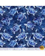 Ocean Blues: Sea Turtles Navy - QT Fabrics 30862n
