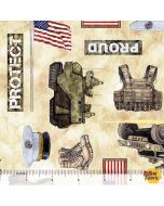 Patriot: Marines Allover Tan - QT Fabrics 30939a