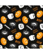 Olde Salem's Black Hat Society: Pumpkin Allover Glow -- Henry Glass Fabrics 322g-99 Black - 2 yards 29" + FQ remaining