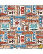 Slopeside: Ski Signs Taupe -- Blank Quilting 3297-39
