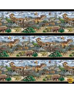 Land of the Giants: Dinosaur Border Stripe - Blank Quilting 3385-33 sand - 3 yards 3" remaining