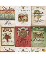 After Five: Wine Labels -- Henry Glass Fabrics 339-48 multi