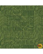 After Five: Wine Words Texture Green -- Henry Glass Fabrics 344-66 green