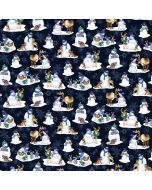 Flurry Friends: Snowmen & Deer Navy -- Henry Glass Fabrics 351-77 navy - 2 yards 14" remaining