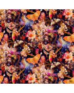 Night Garden: Flowers with Butterflies - Blank Quilting 3555-22 pink