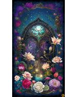 Night Garden: Garden Gate Panel (2/3 yard) - Blank Quilting 3557p-67 teal