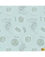 Science lab: Microscopes -- Blank Quilting 3837-11 aqua