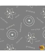 Science lab: Electrons, Protons & Neutrons -- Blank Quilting 3840-95 dk gray