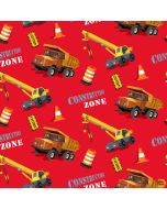 Construction Zone: Crane and Dump Truck Red -- Henry Glass Fabrics 386-88 red