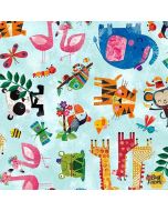 Zoo Crew: Characters Allover Soft Blue - Blank Quilting 3865-11