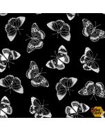 Let's Glow Crazy: Butterflies  (Glow in the Dark) - Blank Quilting 3951g-99 black