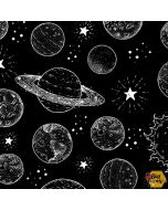 Let's Glow Crazy: Planets (Glow in the Dark) - Blank Quilting 3952g-99 black