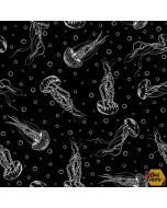 Let's Glow Crazy: Jellyfish (Glow in the Dark) - Blank Quilting 3959g-99 black
