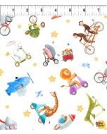 On The Go: Tossed Animals Riding - In The Beginning Fabric 3KFA-1 
