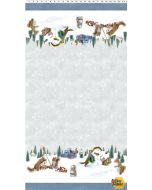 The Secret Life of Squirrels: Double Border Mist Gray -- Clothworks y4218-116