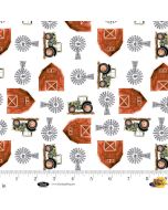 Little Seedlings Farm: Barns and Tractors - Blank Quilting 4382-01 white