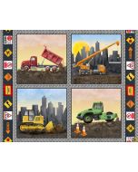 Let's Get Building: Construction Pillow Panel (1 yard) - Blank Quilting 4402p-41 multi