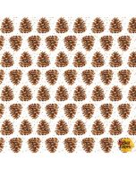 Little Ones: Pinecones -- Henry Glass Fabrics 453-3 white/brown - 3 yards 2" remaining