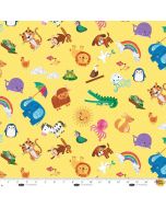 Noah and Friends: Allover Animal Characters --Blank Quilting 4585-33 yellow
