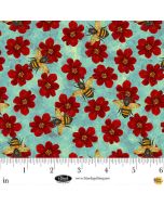 Enchanted Canopy: Flowers with Bees - Blank Quilting 4609-70 lt blue