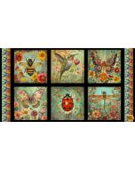 Enchanted Canopy: Nature Block Panel (2/3 yard) - Blank Quilting 4613b-67 teal