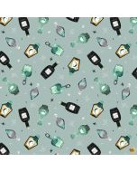 Witchy Wicked by Rose Halsey: Potion Bottles - Blank Quilting 4866-11 dusty blue 