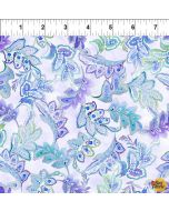 Daydreams: Periwinkle Large Leaves - In The Beginning Fabrics 4dd-2
