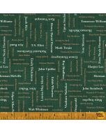 Well Read: American Authors Marble Green -- Windham Fabrics 52870-6