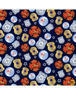 To The Rescue: Badges Navy -- Henry Glass Fabrics 536-78 navy