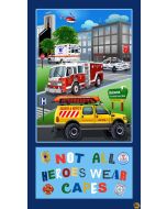 To The Rescue: Hero Panel (2/3 yard) -- Henry Glass Fabrics 540p-77 royal