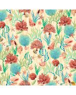 Deep Blue Sea: Tossed Shells and Coral Sand -- Studio E Fabrics 5790-37 sand
