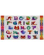 Rainbow Dragon:  Alphabet Panel Ecru (2/3 yard) -- Studio E Fabrics 5849p-44