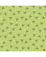 Silent Sports: Dash Plaid Bikes -- Studio E Fabrics 5976-64 light green