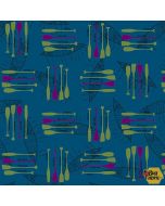 Silent Sports: Canoe Paddles -- Studio E Fabrics 5985-76 dark teal