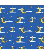 Alpha-Babies: Moons And Clouds Royal - Henry Glass Fabrics 613-77 royal