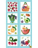 The Very Hungry Caterpillar Picnic: Picnic Panel Aqua (2/3 yard) - Andover Fabrics A-179-t
