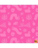Eric Carle: 50th Anniversary Edition Very Hungry Caterpillars and Bugs Pink -- Andover Fabrics a-8939-e