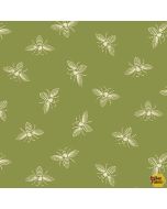 French Bee: Olivette Bees -- Andover Fabrics a-9084-g4 - 1 yard 23" remaining