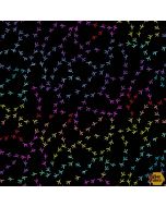 Chicken Tracks: Rainbow Black -- Andover a-9729-k
