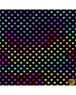 Hearts: Multi Hearts Black - Andover Fabrics A-9793-K