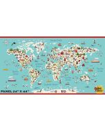 ABC: World Map Panel (2/3 yard)  -- Makower UK tp-2398-1