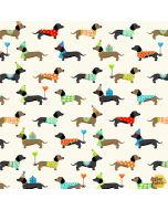 Furry Friends: Party Dogs -- Makower UK tp-2543q - 2 yards 26" remaining