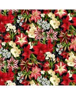 'Tis The Season: Main Floral Amaryllis  - Studio E Fabrics 7691-99 