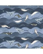 Polar Plungers: Whales and Waves - Studio E Fabrics 7894-77 navy