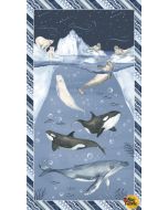 Polar Plungers: Whale Panel (2/3 yard) - Studio E Fabrics 7897p-17 blue