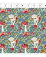 Hedgehog Hollow: Mushrooms Blue -- In The Beginning Fabrics 7HH1