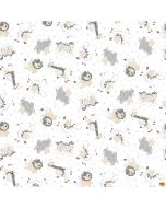 Moonlit Dreams: Tossed Animals Charcoal - Studio E Fabrics 8023-09