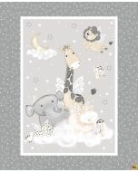 Moonlit Dreams: Animal Group Panel Gray (1 yard) - Studio E Fabrics 8034p-95 